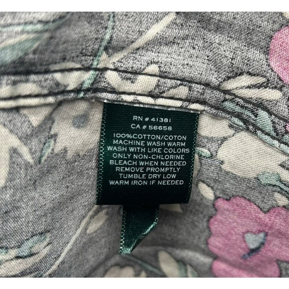 Lauren Ralph Lauren Slim Fit Floral Cotton Button Down Shirt Medium M Pink Blue - Picture 9 of 17